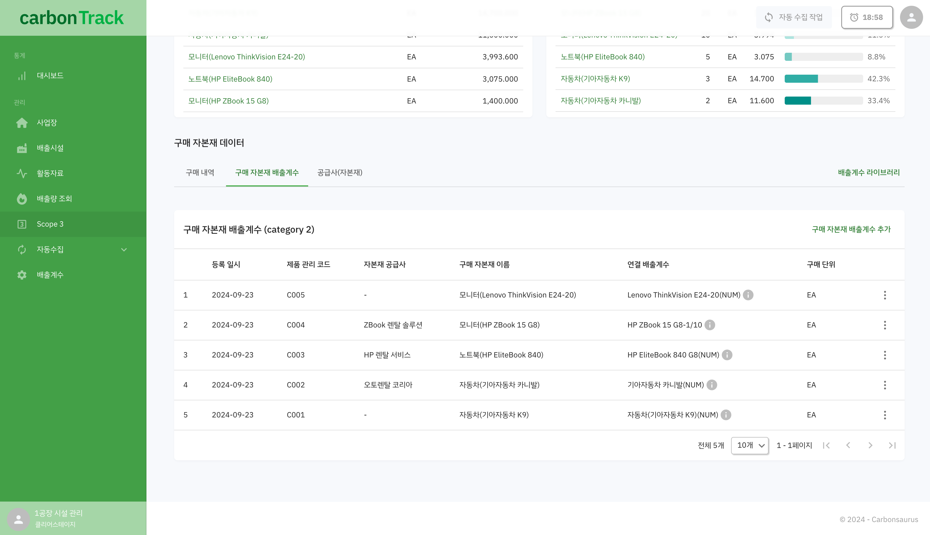 Scope3 category2 구매 자본재 배출계수 탭